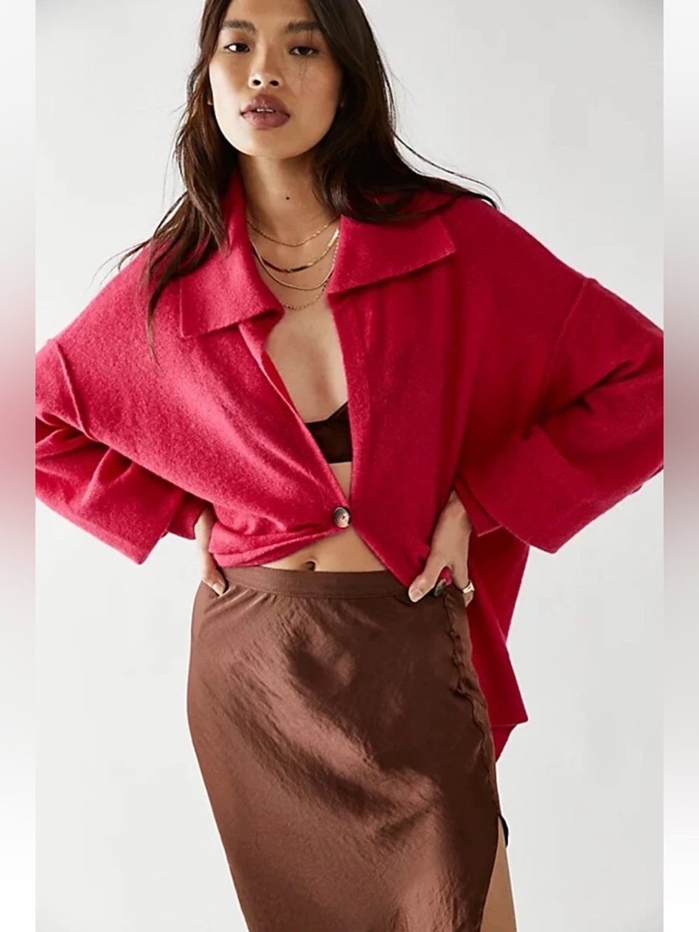 Free People Swim Too Deep Oversized Cashmere Cardigan Size XL NWT